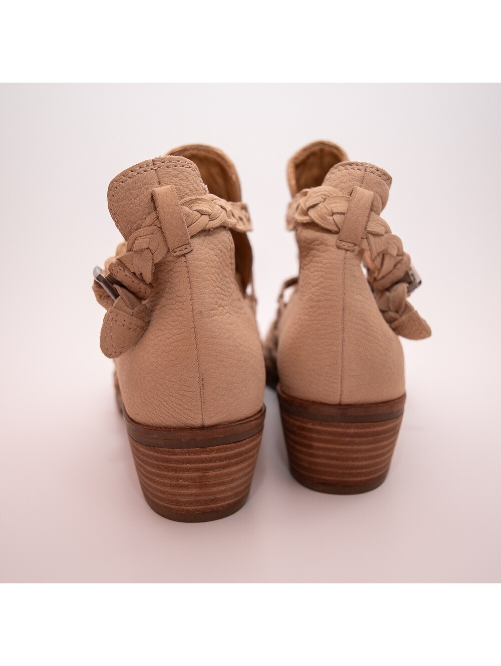 Lucky Brand Forbas Leather Cutout Booties Braided Boho Western Womens 9 - Picture 5 of 7